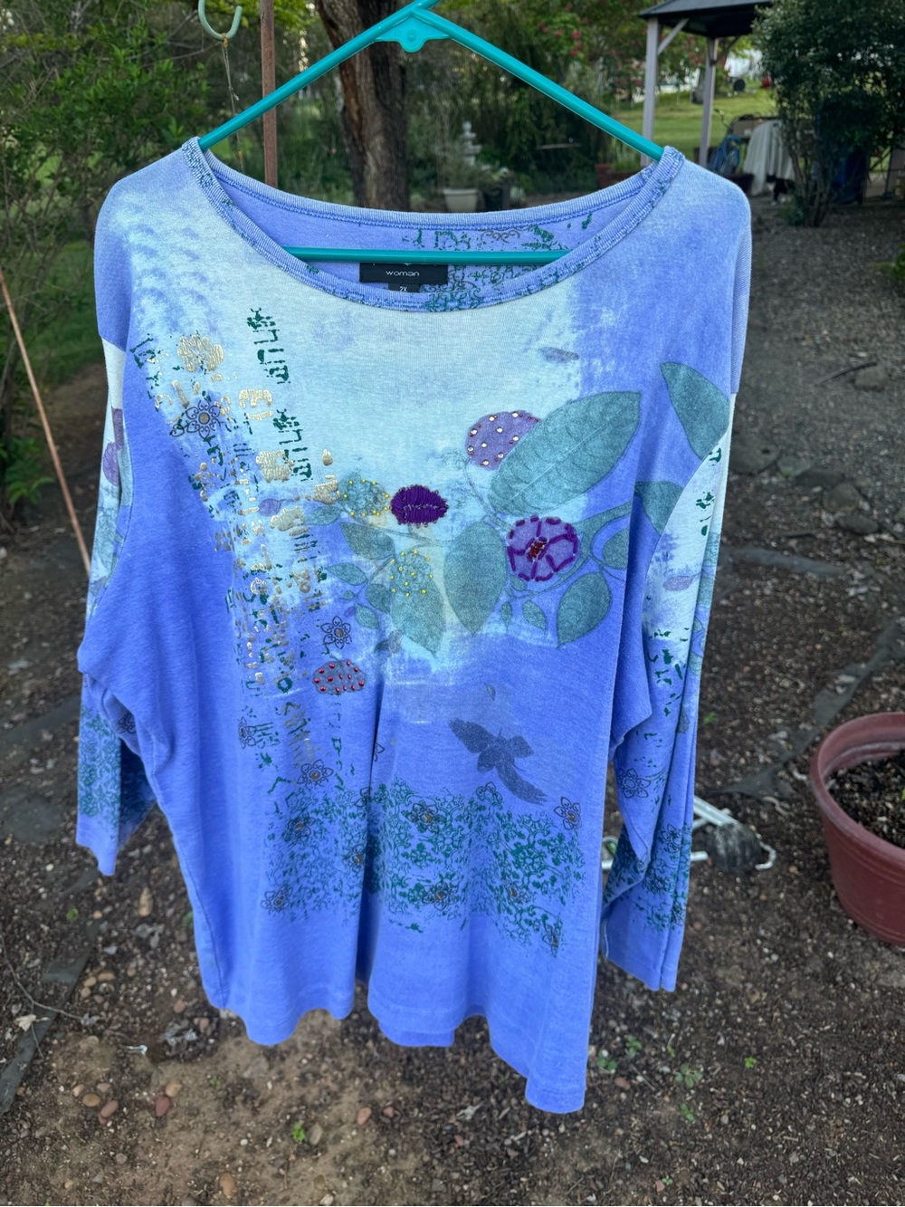 Spenser Jeremy Lavender Floral Scoop-Neck Long Sleeve Top - Picture 2 of 12
